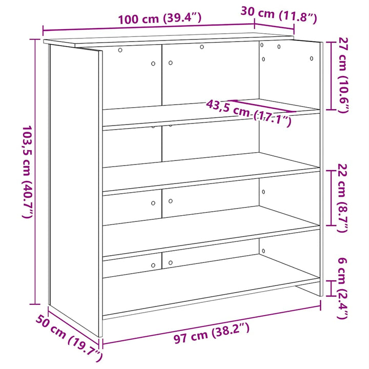 receptionsskranke 100x50x103,5 cm konstrueret træ beton grå