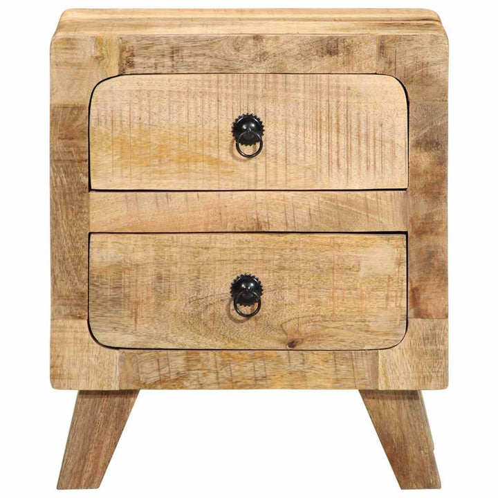 sengeborde 2 stk. 40x32x46 cm massivt ru mangotræ