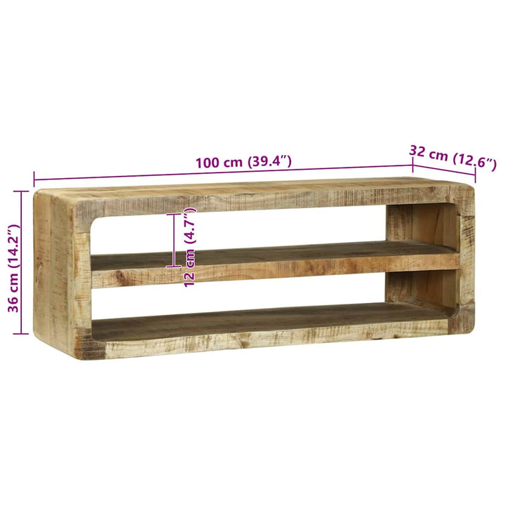 TV-skab med hylde Brun 100 x 32 x 36 cm Massivt mangotræ