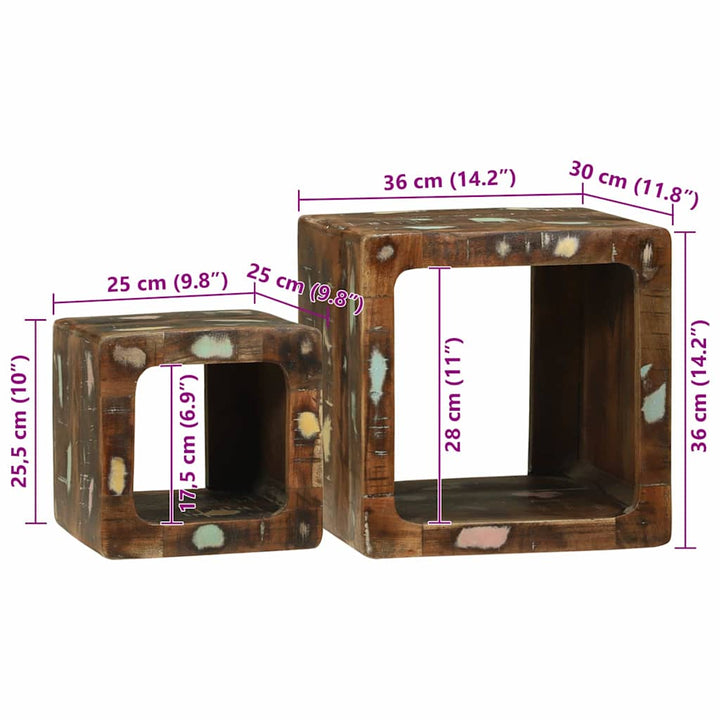TV Enheder 2 pcs Flerfarvet 36 x 30 x 36 cm Solid genbrugs træ