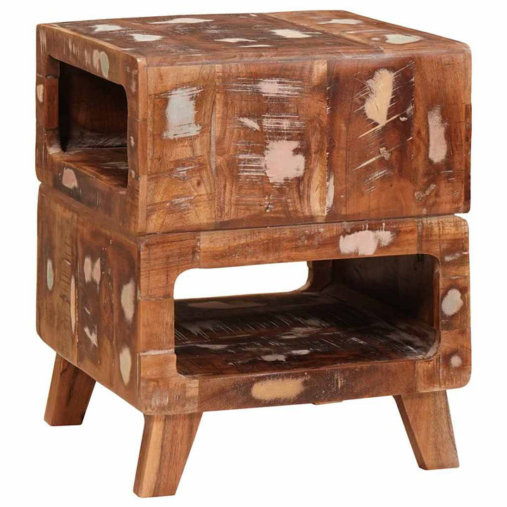 Endebord med hylde Brun 40 x 40 x 49 cm Solid genbrugs træ