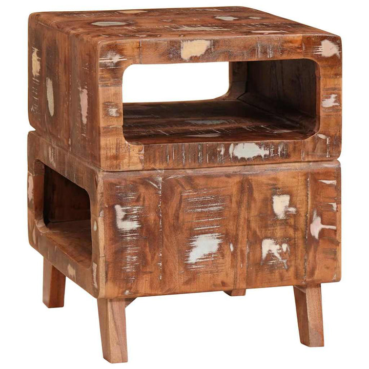 Endebord med hylde Brun 40 x 40 x 49 cm Solid genbrugs træ