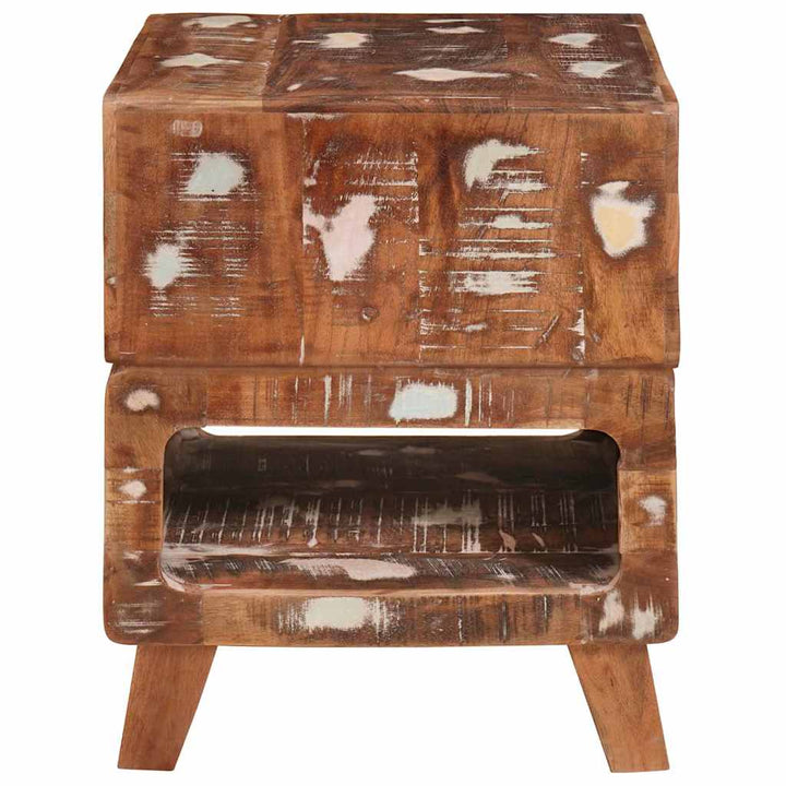 Endebord med hylde Brun 40 x 40 x 49 cm Solid genbrugs træ