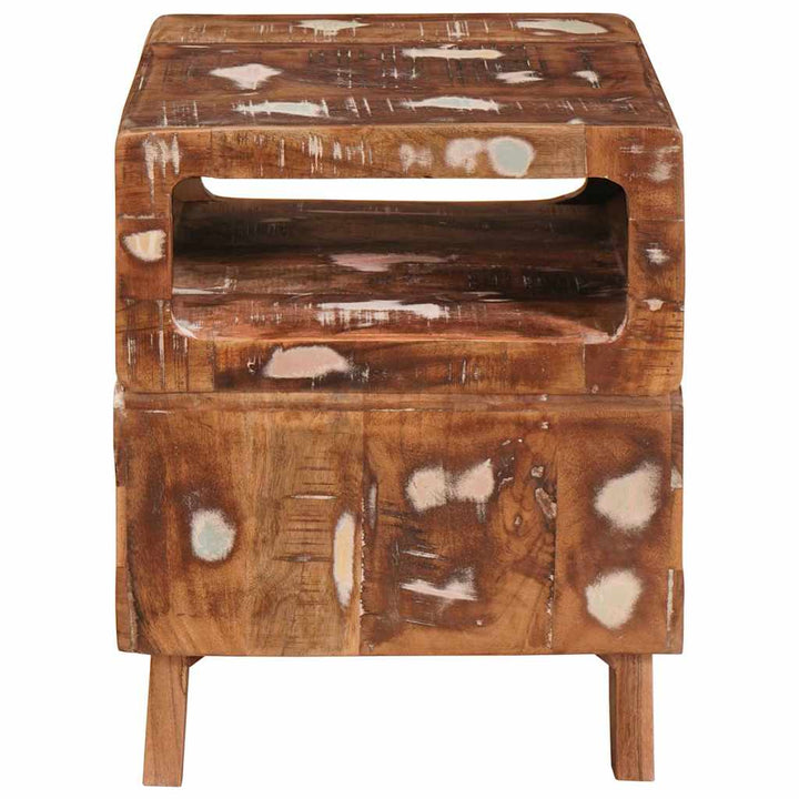 Endebord med hylde Brun 40 x 40 x 49 cm Solid genbrugs træ