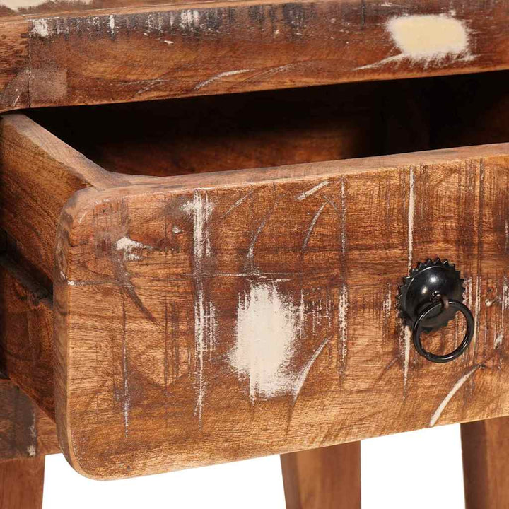 Endebord med skuffe Brun 40 x 32 x 46 cm Solid genbrugs træ