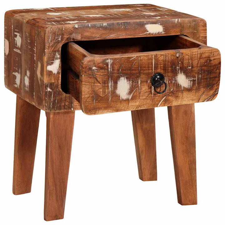 Endebord med skuffe Brun 40 x 32 x 46 cm Solid genbrugs træ