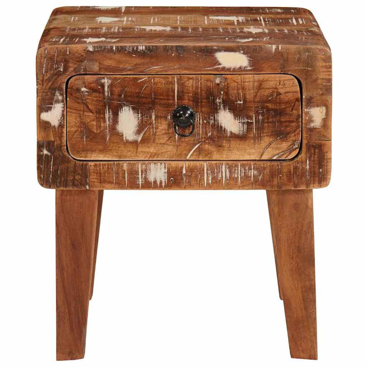 Endebord med skuffe Brun 40 x 32 x 46 cm Solid genbrugs træ