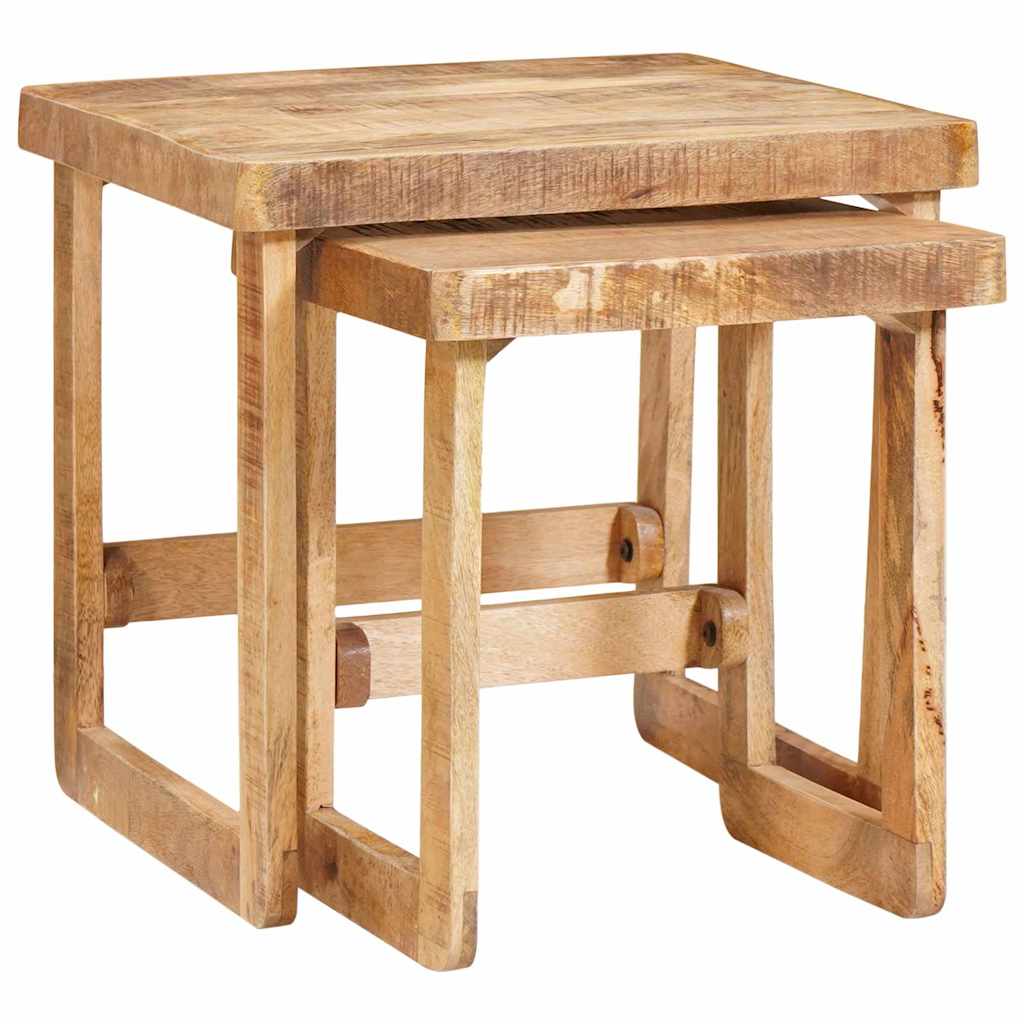 Indskudsborde 2 pcs Brun 46 x 46 x 45 cm Massivt mangotræ