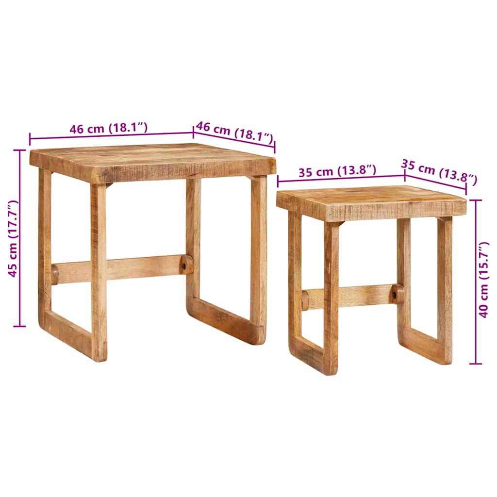 Indskudsborde 2 pcs Brun 46 x 46 x 45 cm Massivt mangotræ