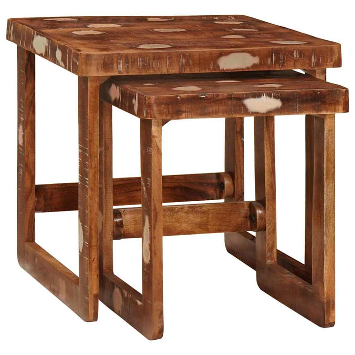 Indskudsborde 2 pcs Brun 46 x 46 x 45 cm Solid genbrugs træ
