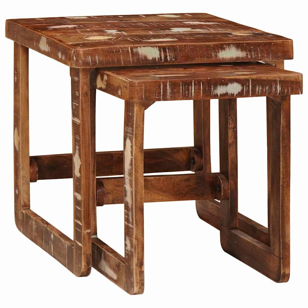 Indskudsborde 2 pcs Brun 46 x 46 x 45 cm Solid genbrugs træ