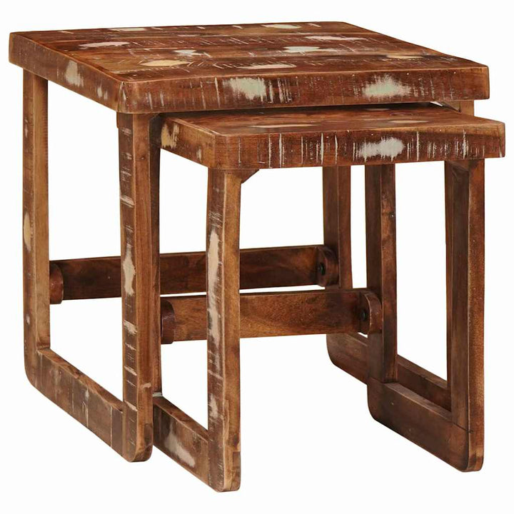 Indskudsborde 2 pcs Brun 46 x 46 x 45 cm Solid genbrugs træ