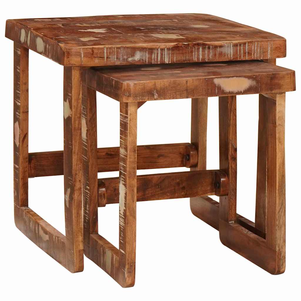 Indskudsborde 2 pcs Brun 46 x 46 x 45 cm Solid genbrugs træ