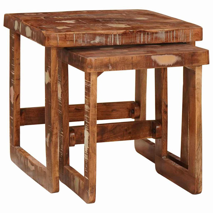 Indskudsborde 2 pcs Brun 46 x 46 x 45 cm Solid genbrugs træ