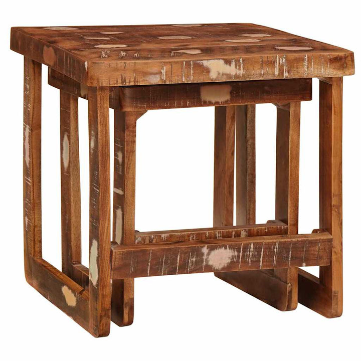 Indskudsborde 2 pcs Brun 46 x 46 x 45 cm Solid genbrugs træ