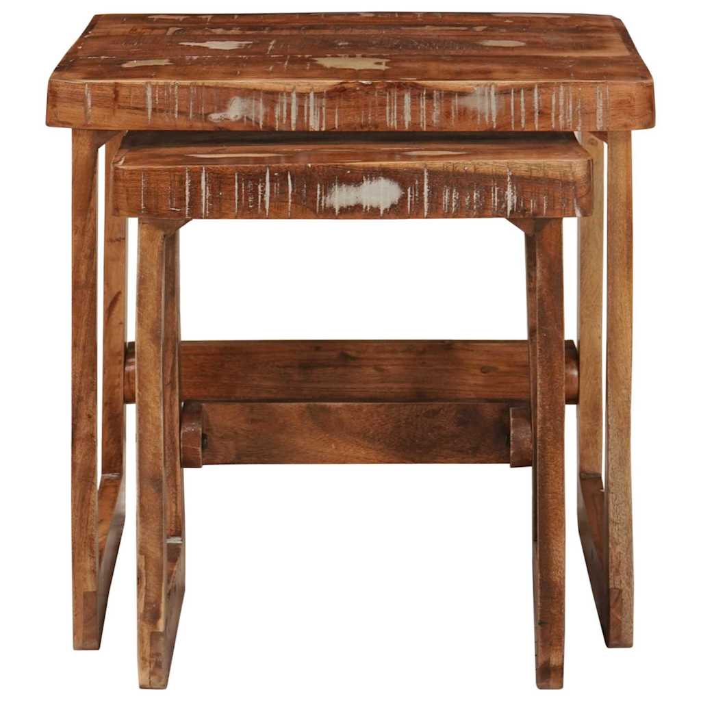 Indskudsborde 2 pcs Brun 46 x 46 x 45 cm Solid genbrugs træ