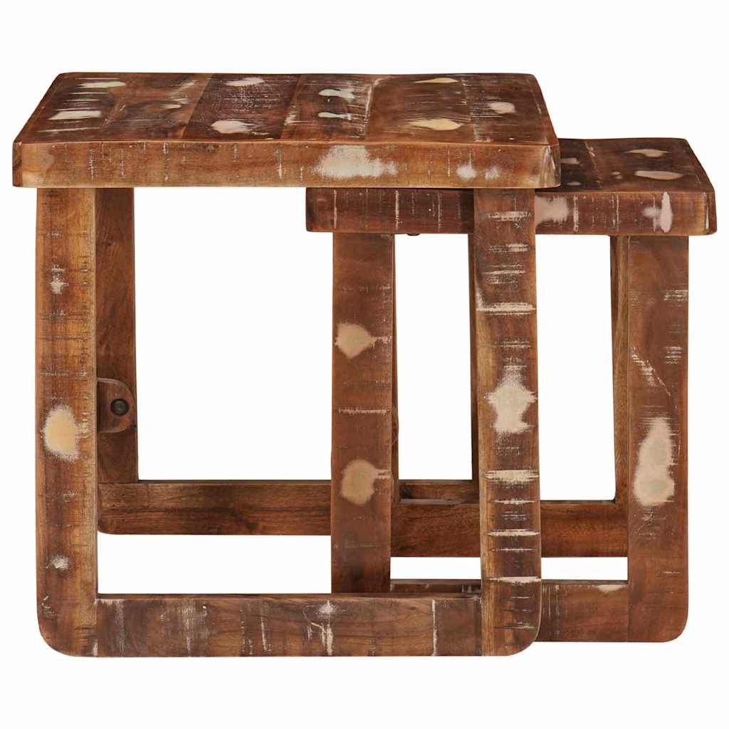 Indskudsborde 2 pcs Brun 46 x 46 x 45 cm Solid genbrugs træ