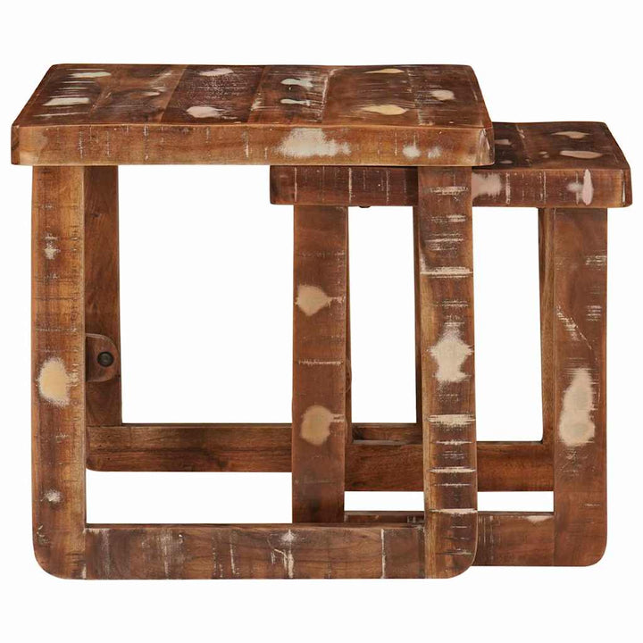 Indskudsborde 2 pcs Brun 46 x 46 x 45 cm Solid genbrugs træ