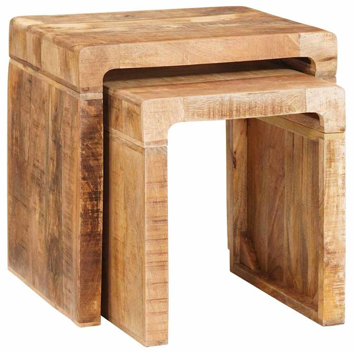 Indskudsborde 2 pcs Brun 46 x 40 x 46 cm Massivt mangotræ