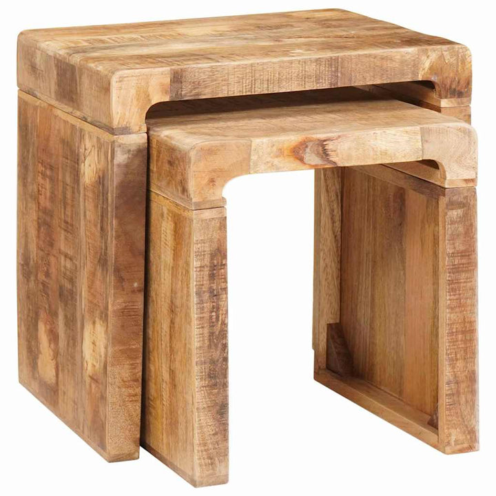 Indskudsborde 2 pcs Brun 46 x 40 x 46 cm Massivt mangotræ