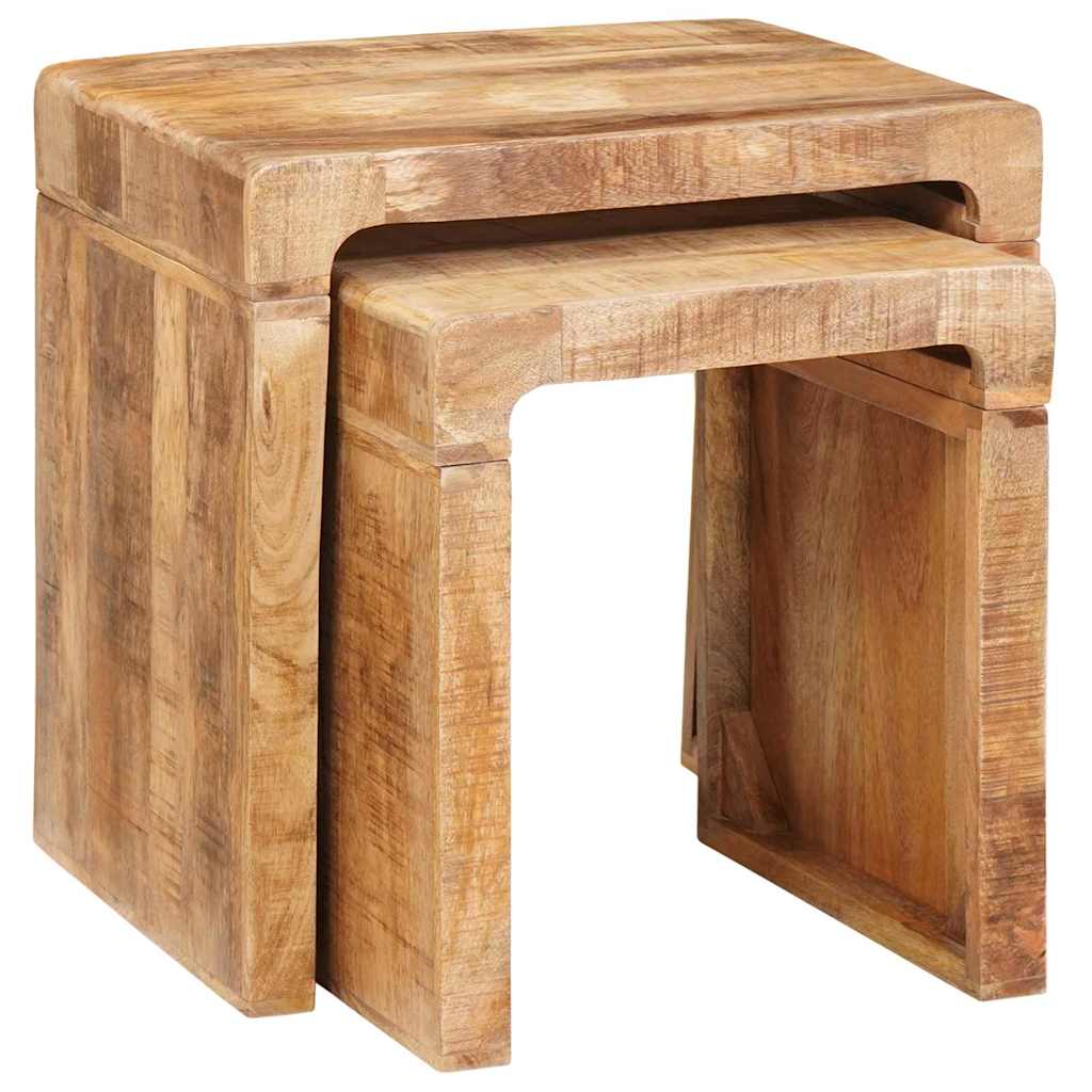Indskudsborde 2 stk. Brun 46 x 40 x 46 cm Massivt mangotræ