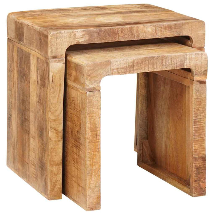 Indskudsborde 2 stk. Brun 46 x 40 x 46 cm Massivt mangotræ