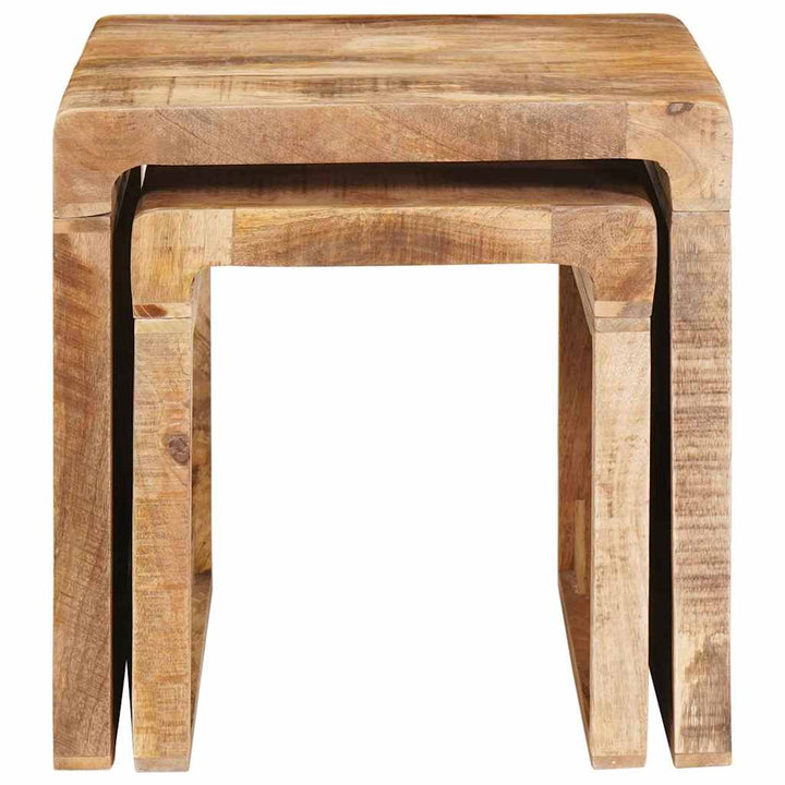 Indskudsborde 2 stk. Brun 46 x 40 x 46 cm Massivt mangotræ