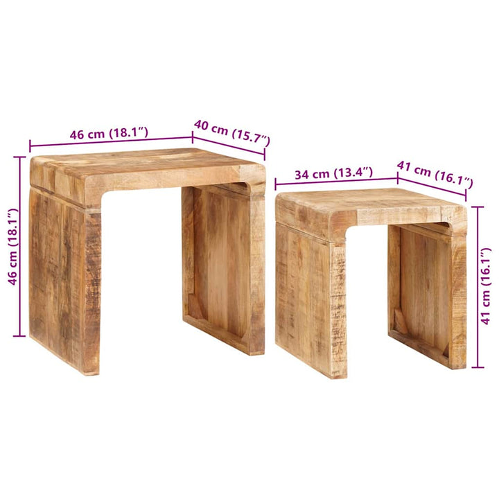 Indskudsborde 2 pcs Brun 46 x 40 x 46 cm Massivt mangotræ