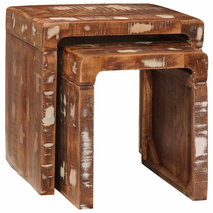 Indskudsborde 2 pcs Brun 46 x 40 x 46 cm Solid genbrugs træ