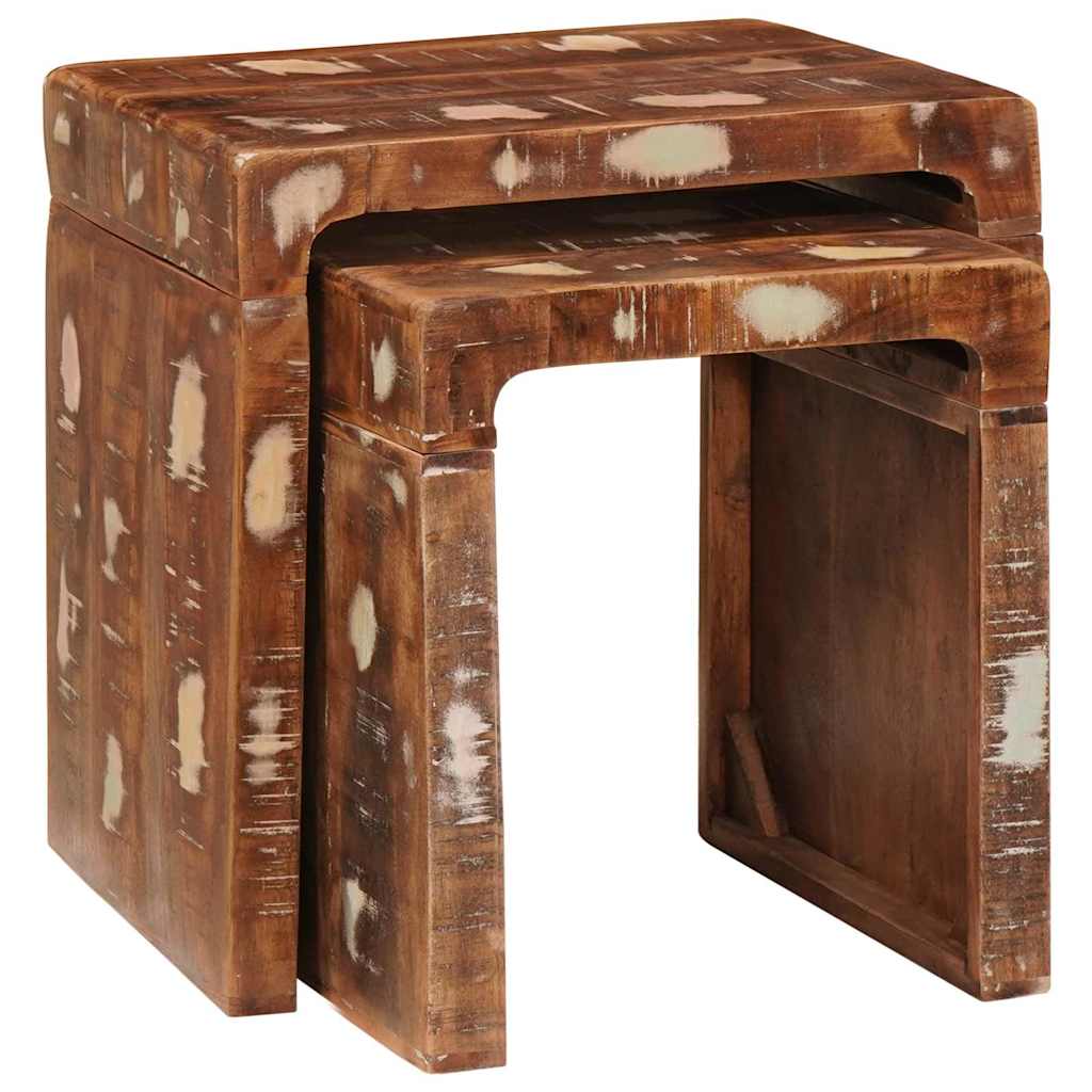 Indskudsborde 2 pcs Brun 46 x 40 x 46 cm Solid genbrugs træ