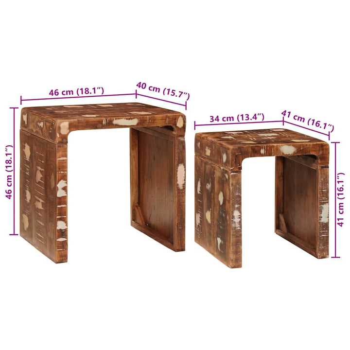 Indskudsborde 2 pcs Brun 46 x 40 x 46 cm Solid genbrugs træ