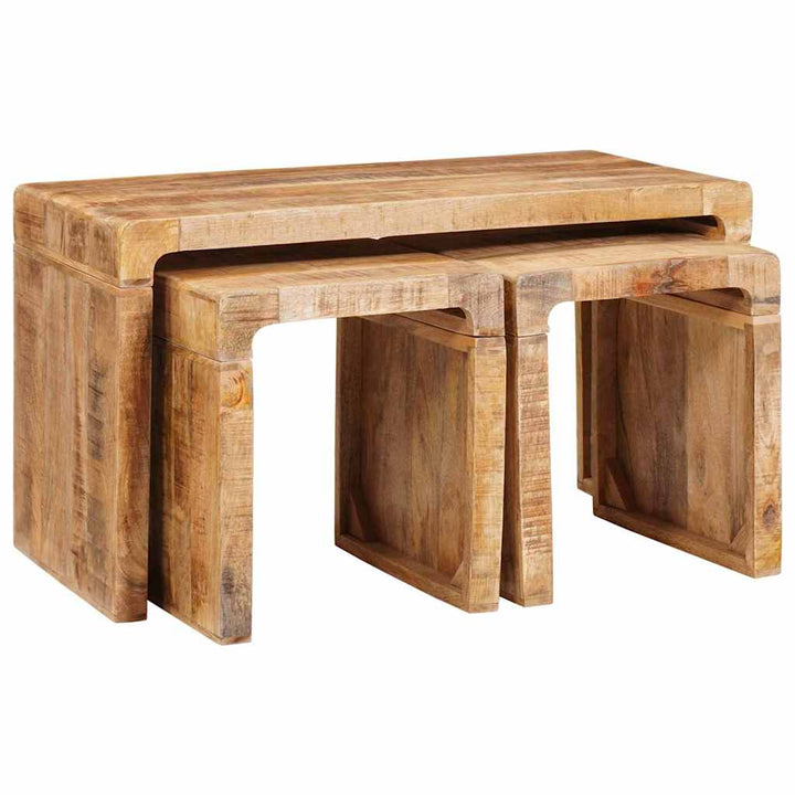 Nesting Bord 3 stk. Brun 82 x 40 x 46 cm Massivt mangotræ