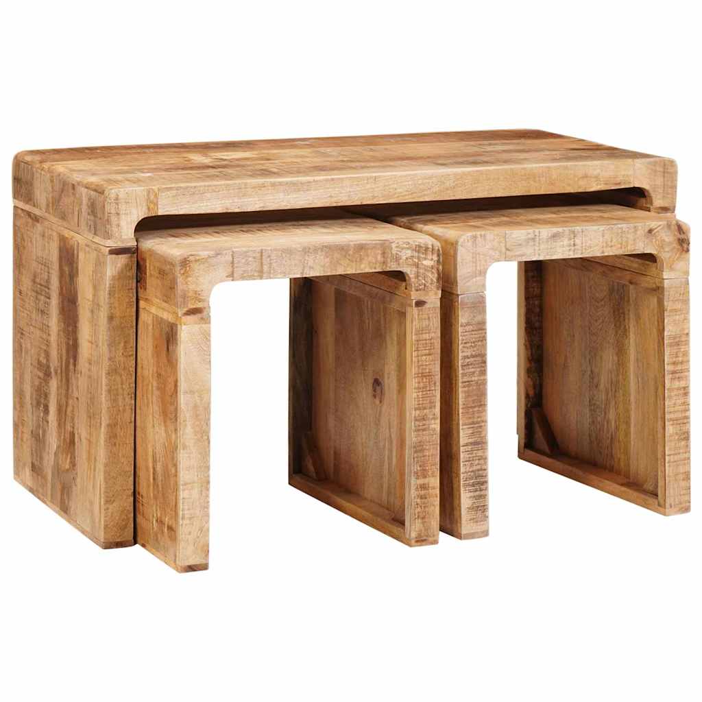 Nesting Bord 3 stk. Brun 82 x 40 x 46 cm Massivt mangotræ