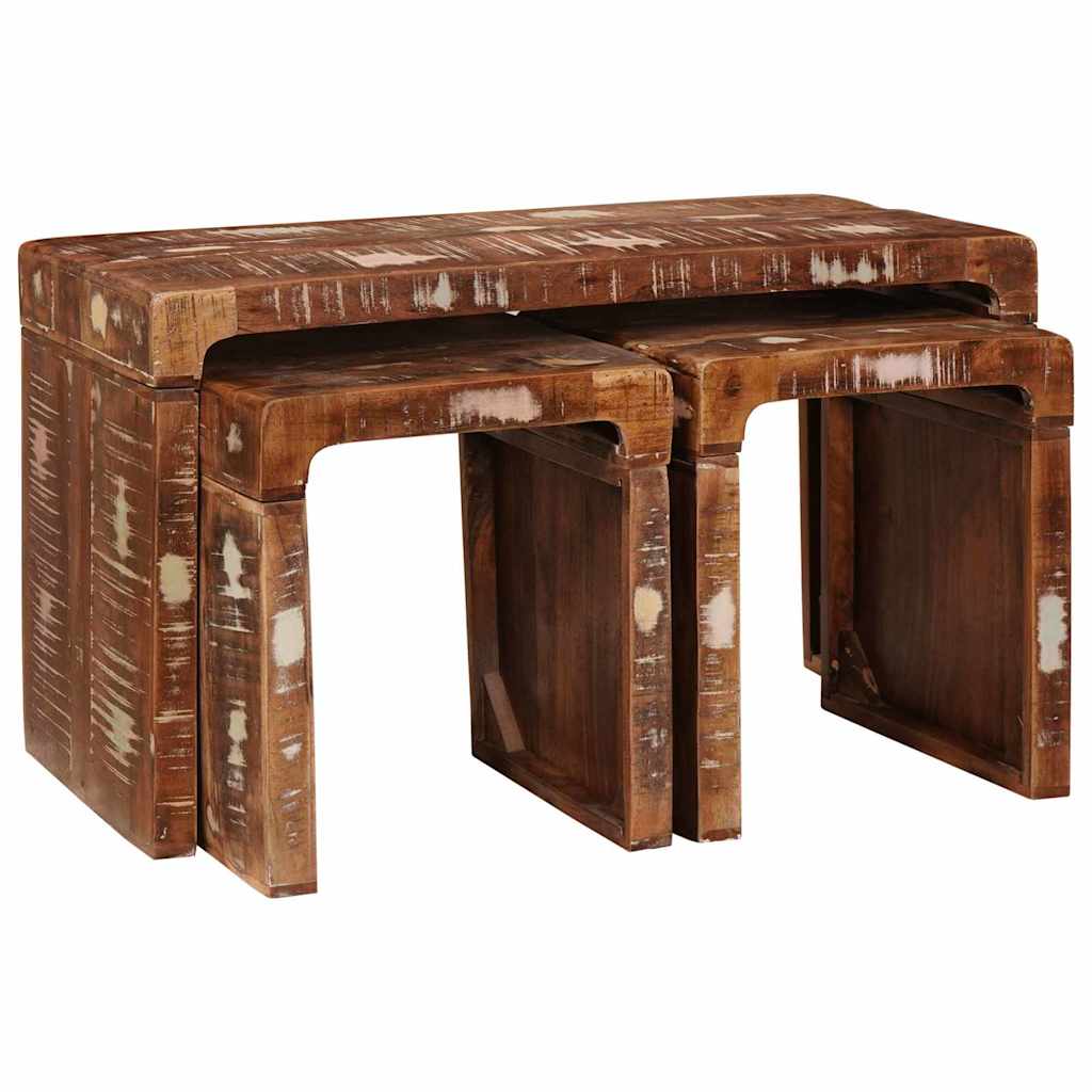 Nesting Bord 3 pcs Brun Solid genbrugs træ