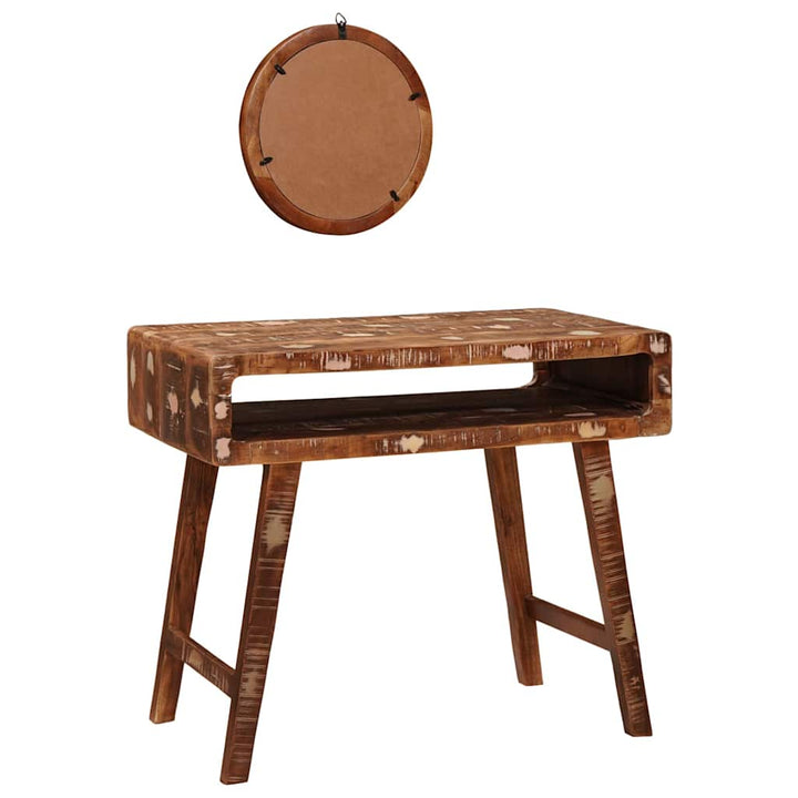 Klædeskab med spejl Brun 90 x 76 x 45 cm Solid genbrugs træ