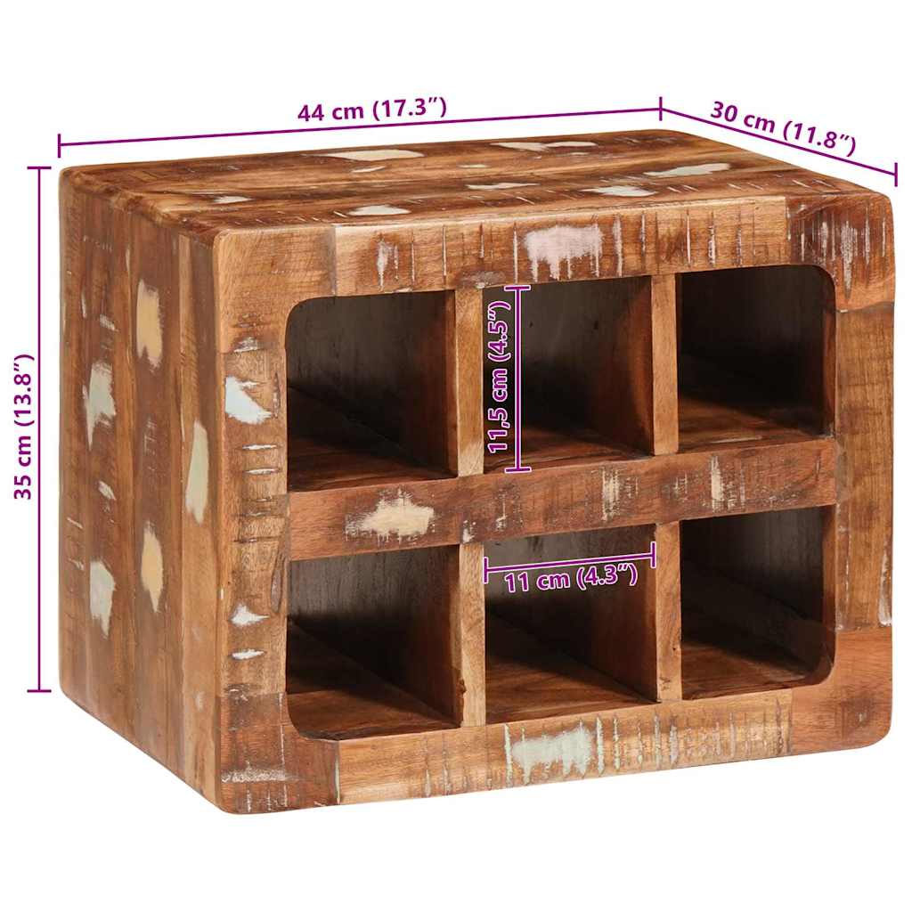 Vinfad med opbevaring Brun 44 x 30 x 35 cm Solid genbrugs træ