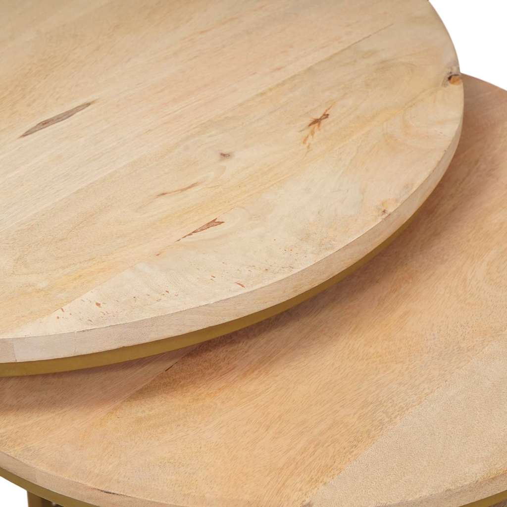 Nesting Kaffeborde 3 pcs Brun Massivt mangotræ og stål