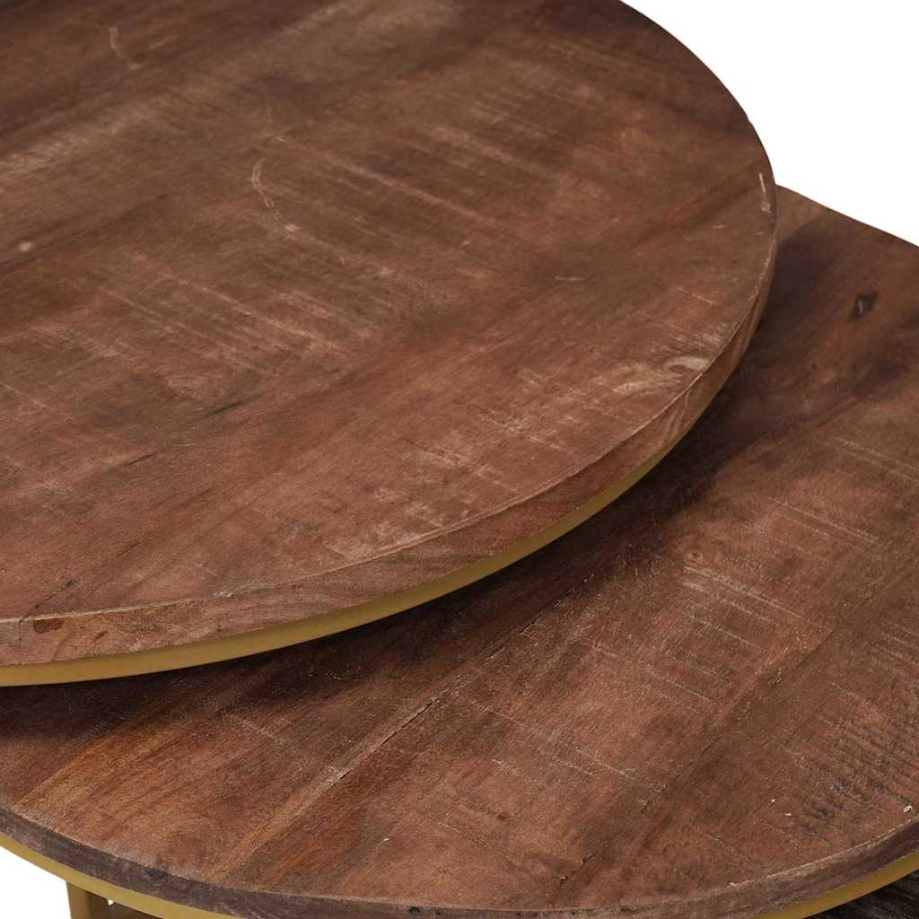 Nesting Kaffeborde 3 pcs Mørk Brun Massivt mangotræ og stål