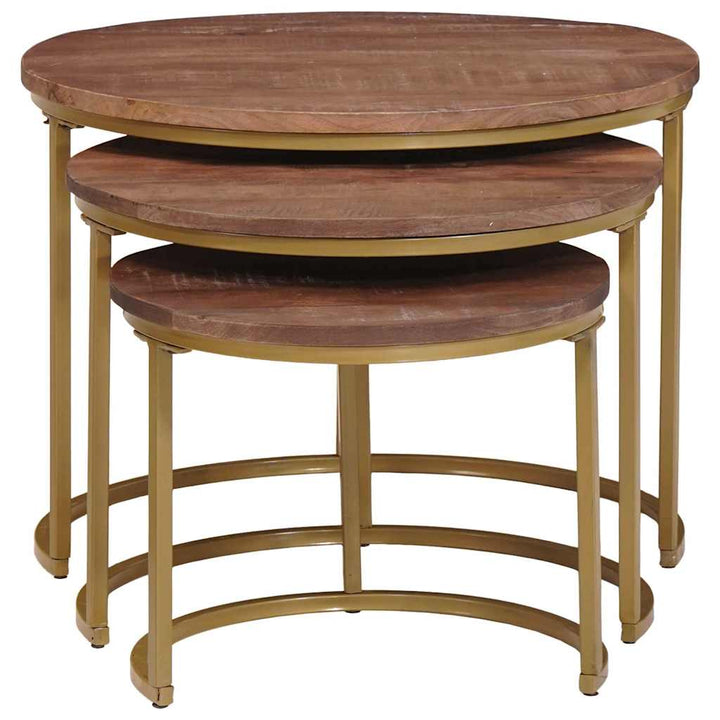 Nesting Kaffeborde 3 pcs Mørk Brun Massivt mangotræ og stål
