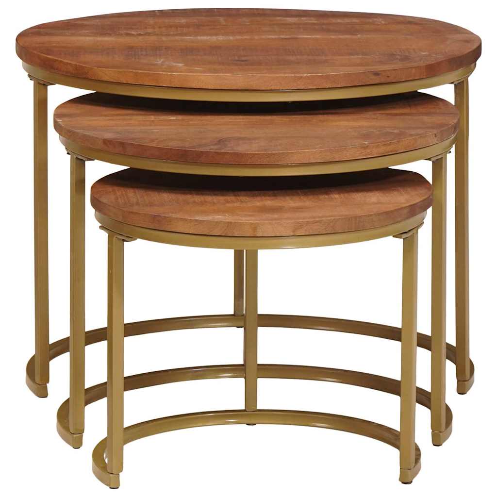 Nesting Kaffeborde 3 pcs Honningbrun Massivt mangotræ og stål