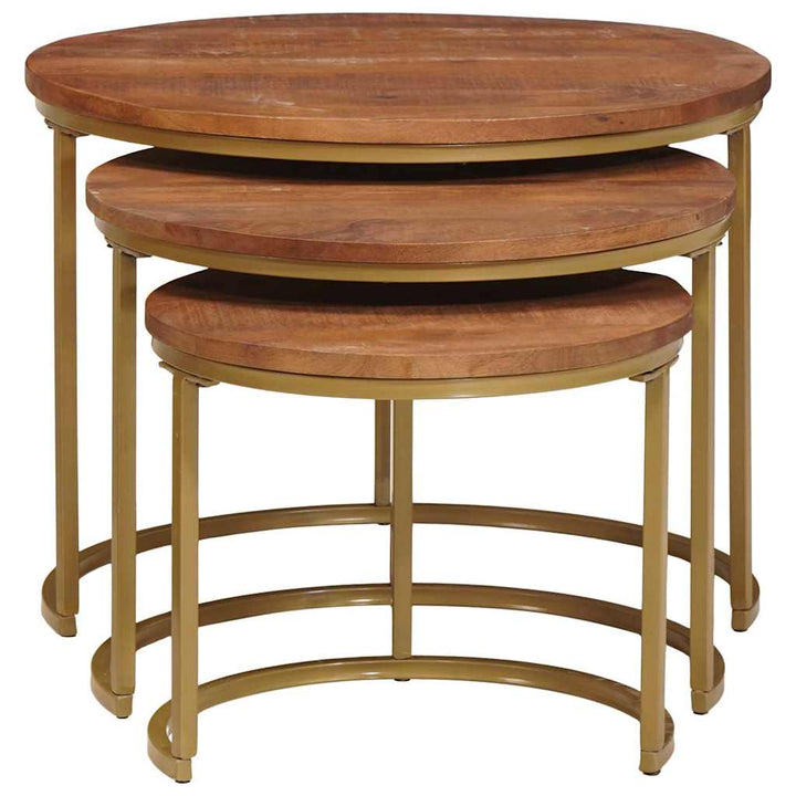 Nesting Kaffeborde 3 pcs Honningbrun Massivt mangotræ og stål