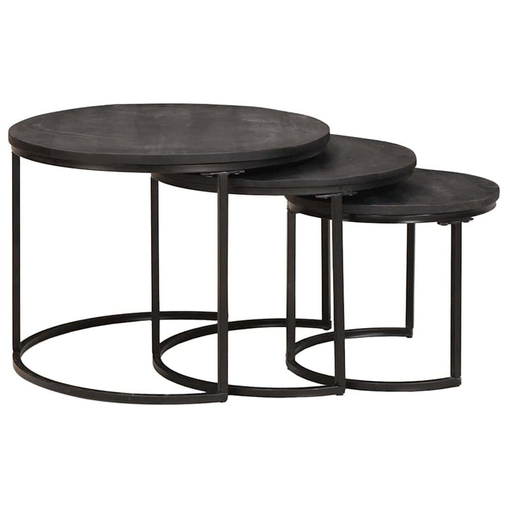 Nesting Kaffeborde 3 pcs Sort Massivt mangotræ og stål