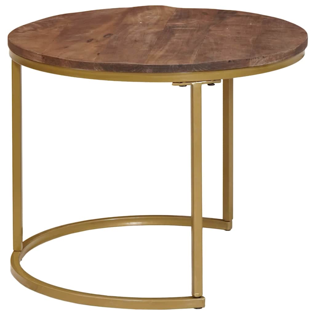 Nesting Kaffeborde 3 pcs Mørk Brun Massivt mangotræ og stål