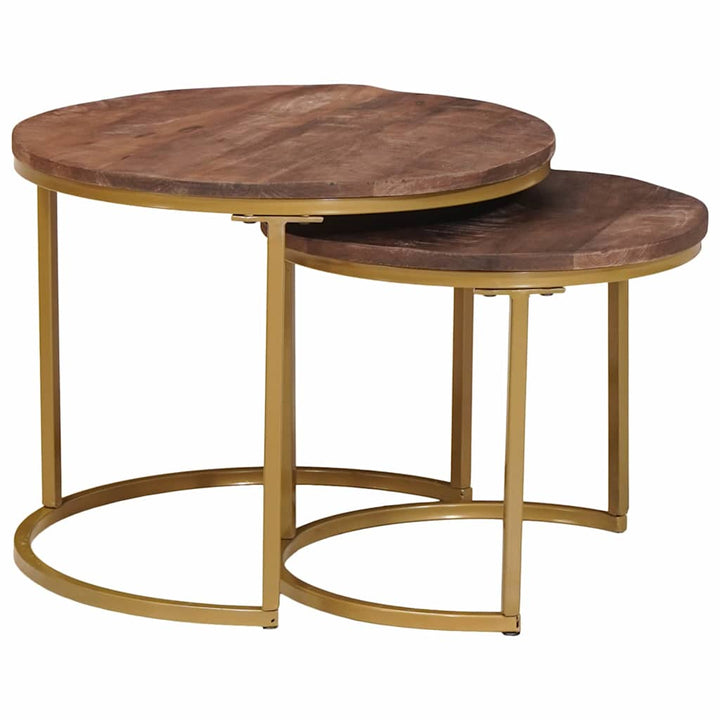 Nesting Kaffeborde 2 pcs Mørk Brun Massivt mangotræ og stål