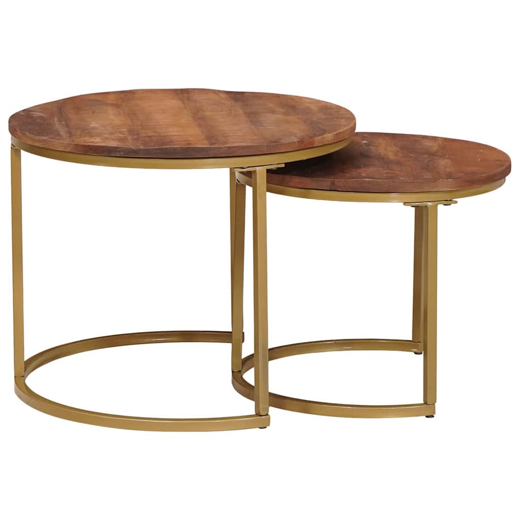 Nesting Kaffeborde 2 pcs Honningbrun Massivt mangotræ og stål