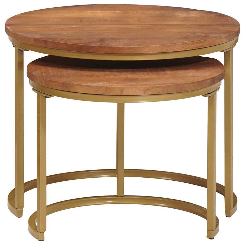 Nesting Kaffeborde 2 pcs Honningbrun Massivt mangotræ og stål