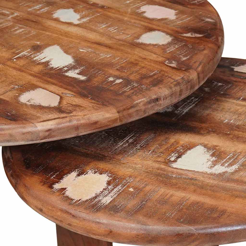 Nesting Kaffeborde 2 pcs Flerfarvet Solid genvundet træ