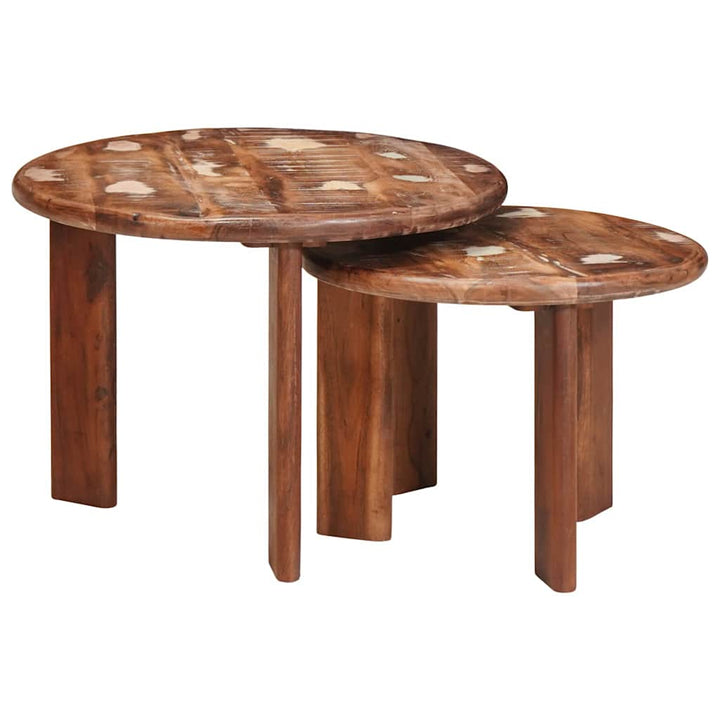 Nesting Kaffeborde 2 pcs Flerfarvet Solid genvundet træ