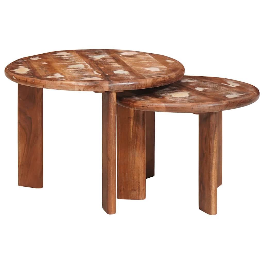 Nesting Kaffeborde 2 pcs Flerfarvet Solid genvundet træ
