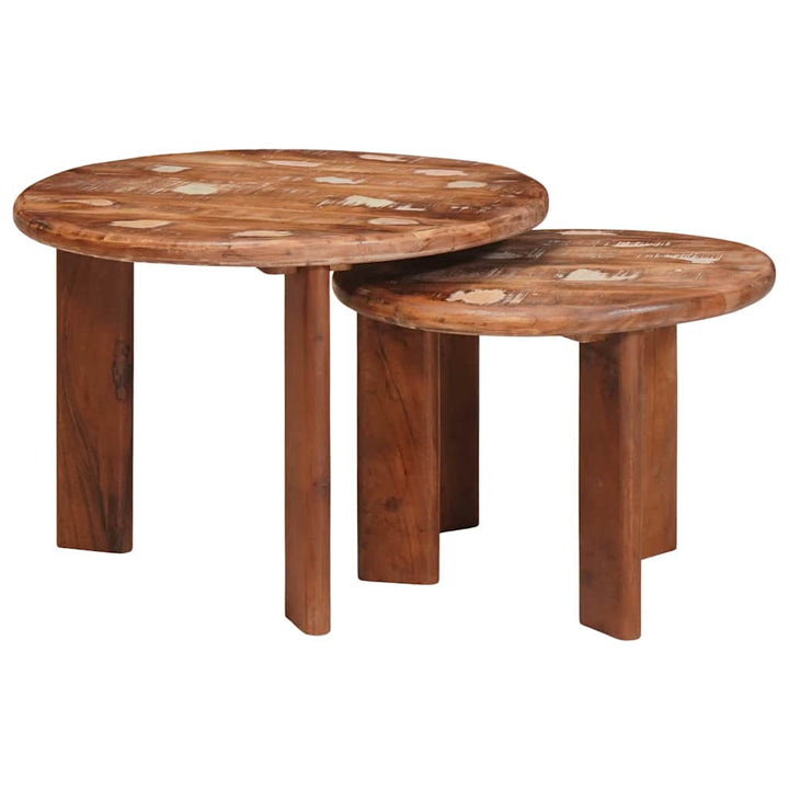 Nesting Kaffeborde 2 pcs Flerfarvet Solid genvundet træ